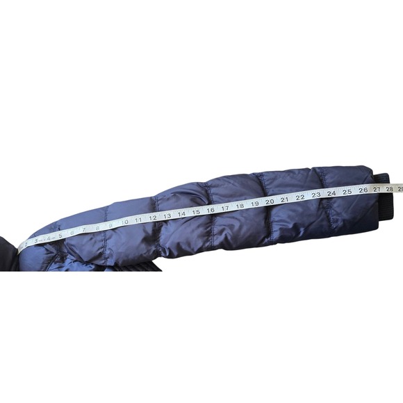 Vintage American Eagle Outfitters Puffer Jacket Coat Faux Fur Hood Blue Small S - Picture 12 of 13